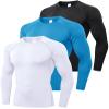 3 Pack Men's Athletic Long Sleeve Compression Shirts Cooling Workout Running T-Shirts Tops Sports Bselayer Undershirt view 1