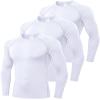 White Compression Long Sleeve Shirts for Men Workout Rash Guard Base Layer Undershirt Gear T Shirt Running Basketball view 1