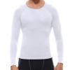 White Compression Long Sleeve Shirts for Men Workout Rash Guard Base Layer Undershirt Gear T Shirt Running Basketball view 2