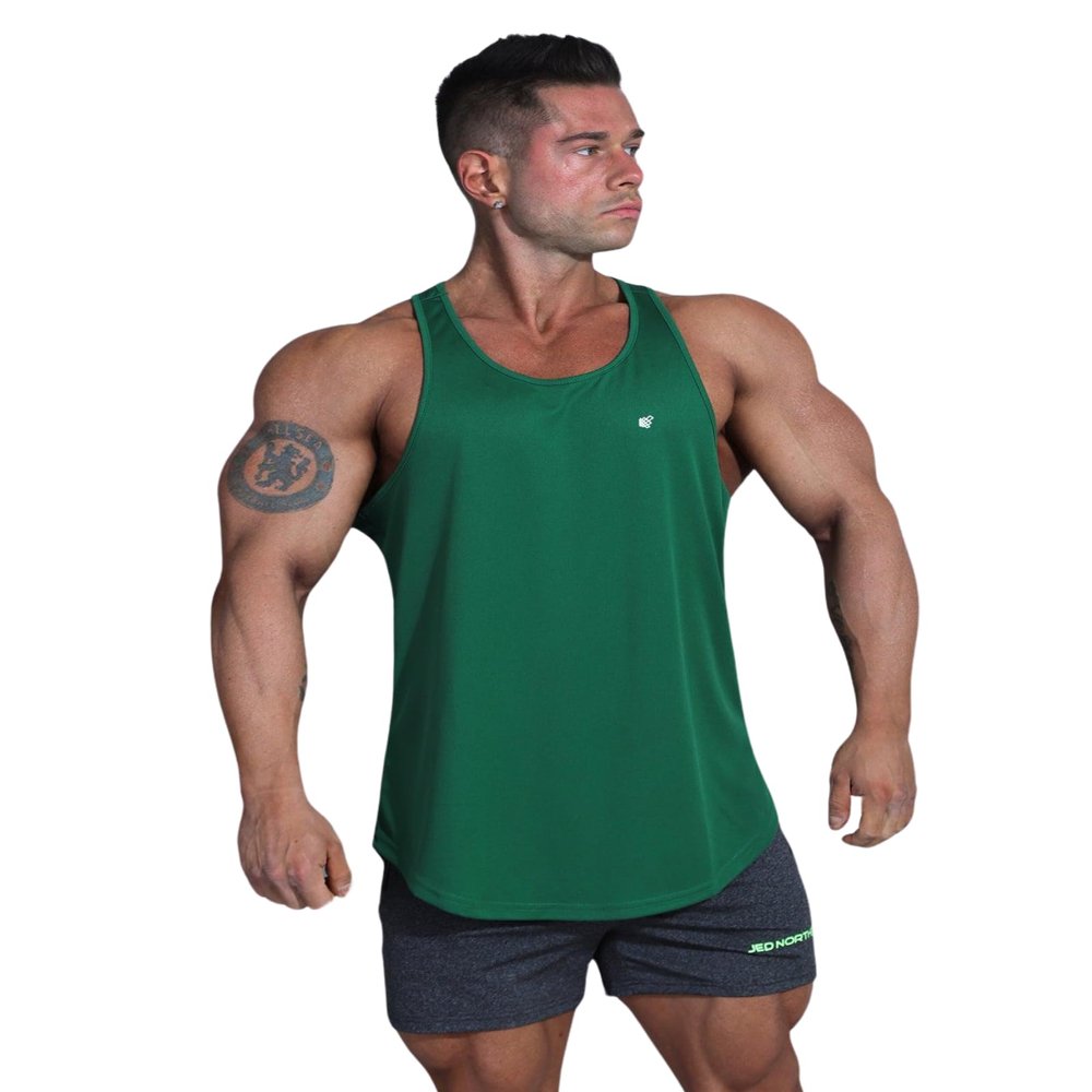 Jed North Men's Quick Dry Microfiber Bodybuilding Stringer Tank Top Weight-Training Y-Back Racerback,Green,XXX-Large