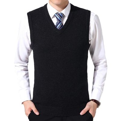 Dvbfufv Fashion Sweater Man Pullovers Vest Slim Fit Sweater Knitwear Sleeveless Winter Korean Style Casual Vest Black M