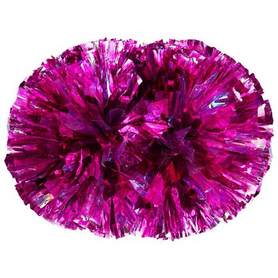 2 Pcs Cheerleading Pom Poms for Kids Adults, Metallic Matte Iridescent Pom Poms Cheerleader with Baton Handle for Boys Girls Cheer Poms Team Spirit Cheering Dance School Sport Games Competition