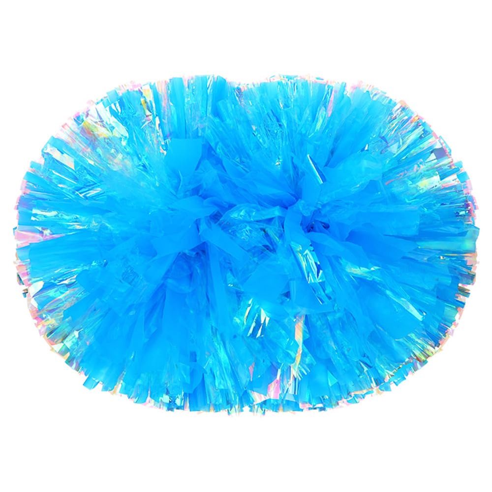 2 Pcs Cheerleading Pom Poms for Kids Adults, Metallic Matte Iridescent Pom Poms Cheerleader with Baton Handle for Boys Girls Cheer Poms Team Spirit Cheering Dance School Sport Games Competition