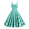1950s Spaghetti Strap Dresses for Women Short 1950s Retro Vintage Cocktail Party Swing Dresses Summer Backless Plaid Gingham Checkered Dress Audrey Hepburn Retro Rockabilly Prom Dresses Green-Cami L view 1