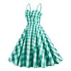 1950s Spaghetti Strap Dresses for Women Short 1950s Retro Vintage Cocktail Party Swing Dresses Summer Backless Plaid Gingham Checkered Dress Audrey Hepburn Retro Rockabilly Prom Dresses Green-Cami L view 3