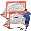 2 Pack 4' x 3' Soccer Goal Net Set, Pop Up Kids Practice Soccer Goals for Indoor and Outdoor.Portable Soccer Net with Carrying Bag & Ground Pegs, Perfect for Backyard, Field, Court (Orange) view 1