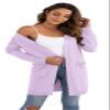 VIISHOW Women's Open Front Casual Knit Long Sleeve Sweater Classic Cover up Cardigan with Pockets, Light Purple, Large view 4
