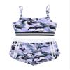 Agoky Kids Girls Tracksuit Active Sport Outfit Camisole Gymnastics Clothes Racerback Top and Shorts Set Swimsuit Bathing Suit Camo Purple 12 Years view 3
