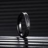 THREE KEYS JEWELRY 4mm Black Tungsten Ring Wedding Band Engagement Ring for Men Women Couple Comfort Fit Matte Finish Edge Center Inlay Silver Shreds 8.5 view 2