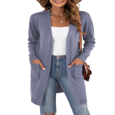 VIISHOW Women's Classic Draped Kimono Cardigans Long Sleeve Open Front Casual Knit Sweaters Coat Soft Outwear, Pure Gray, X-Large