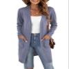 VIISHOW Women's Classic Draped Kimono Cardigans Long Sleeve Open Front Casual Knit Sweaters Coat Soft Outwear, Pure Gray, X-Large view 1