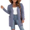 VIISHOW Women's Classic Draped Kimono Cardigans Long Sleeve Open Front Casual Knit Sweaters Coat Soft Outwear, Pure Gray, X-Large view 2