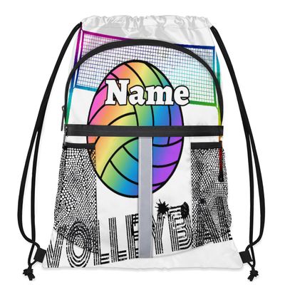 Herdesigns Volleyball Custom Drawstring Backpack Sport Ball Personalized Dance Bags Lightweight Backpacks for Men Women Birthday Gifts Mini Gym Sports Beach Swim Travel Drawstring Bag