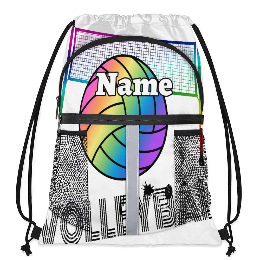 Herdesigns Volleyball Custom Drawstring Backpack Sport Ball Personalized Dance Bags Lightweight Backpacks for Men Women Birthday Gifts Mini Gym Sports Beach Swim Travel Drawstring Bag