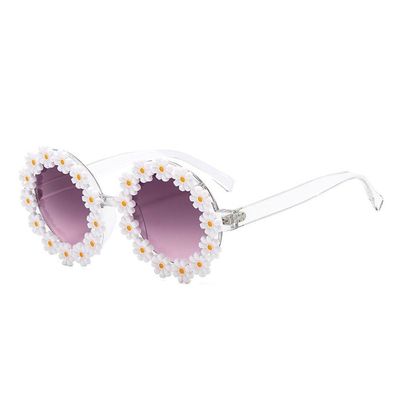 MUTYNE Retro Daisy Sunglasses Women Flower Round Sun Glasses Novel Disco Glasses Cute Ladies Fashion Shades Eyewear,Gradient Purple,One size