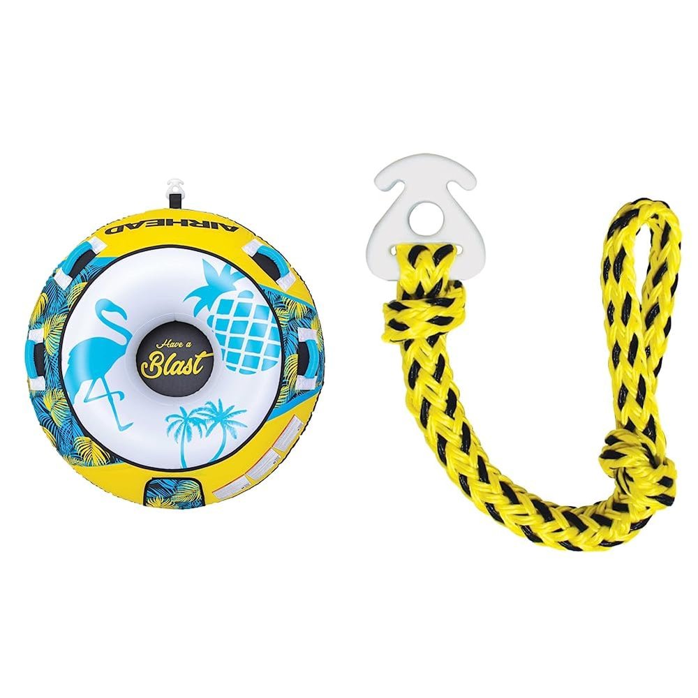 Airhead Blast Towable Tube with Kwik-Connect Tow Rope and Accessories for Boating and Water Sports