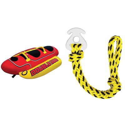 Airhead Double Dog Towable Tube for Boating and Water Sports with Kwik-Connect Tow Rope Connector