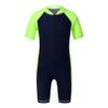 ranrann Kids Boys One Piece Rash Guard Sun Protection Swimsuit Short Sleeves Front Zippered Swimwear Bathing Suit Navy Blue&Fluorescen 7-8 view 1