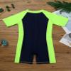 ranrann Kids Boys One Piece Rash Guard Sun Protection Swimsuit Short Sleeves Front Zippered Swimwear Bathing Suit Navy Blue&Fluorescen 7-8 view 4