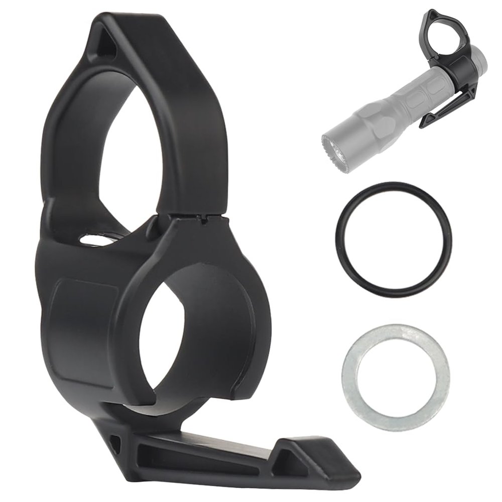 SIANKO Tactical Flashlight Ring Clamp Holder Adapter Kit with Pocket Clip,Quick Release Flashlight Portable Mount Accessories (Black)
