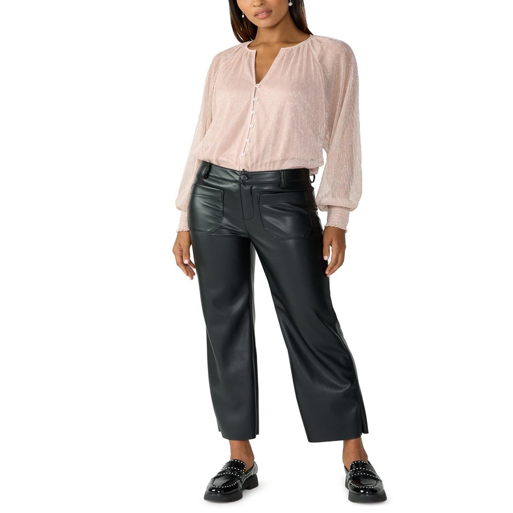 Sanctuary Marine Leather Crop Trousers Black 32