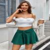 Avidlove Mini Skirts for Women High Waist Mini Skirt Drawstring Design Stretchy Casual Mini Skater Skirt(Green,M) view 4