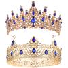 2 Pcs King and Queen Crowns Set King Crowns for Men Royal Crown with Black Rhinestone Crystal Crowns for Women Princess Crown Tiara Costume Headwear for Wedding Homecoming Party Decorations view 1