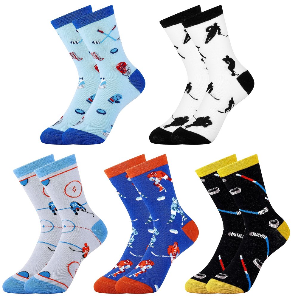 Belloxis Youth Hockey Socks for Boys 8-12 Kids Hockey Gear Cotton Crew Socks Hockey Gifts Sports Wax Compatible Athletic Socks Equipment Brother Friend Gift
