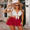 Avidlove Mini Skirt for Women Ruffled Drawstring High Waist Casual Tennis Skirts(Wine Red,L) view 2