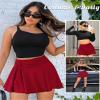 Avidlove Mini Skirt for Women Ruffled Drawstring High Waist Casual Tennis Skirts(Wine Red,L) view 3