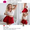 Avidlove Mini Skirt for Women Ruffled Drawstring High Waist Casual Tennis Skirts(Wine Red,L) view 4