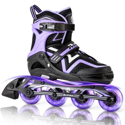 Ruthfot Adjustable Inline Skates for Boys and Girls, Light Up Skates for Ages 6-16 Kids Outdoor Illuminating Patines for Women and Men