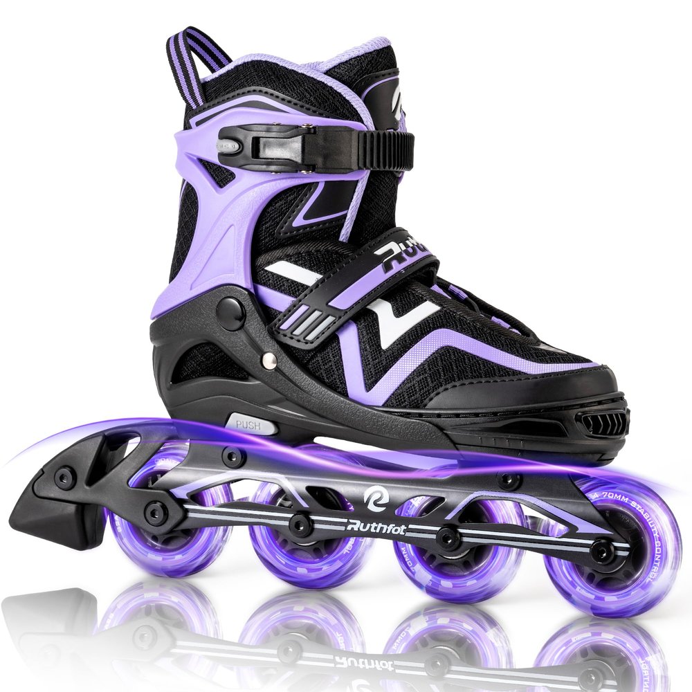 Ruthfot Adjustable Inline Skates for Boys and Girls, Light Up Skates for Ages 6-16 Kids Outdoor Illuminating Patines for Women and Men