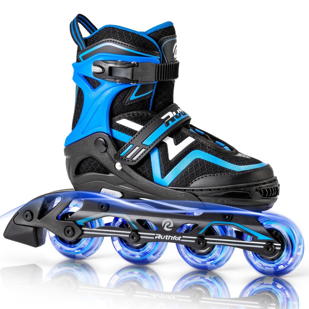 Ruthfot Adjustable Inline Skates for Boys and Girls, Light Up Skates for Ages 6-12 Kids Outdoor Illuminating Patines for Women and Men