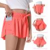 Girls Flowy Shorts Butterfly Shorts for Kids with Pocket 2-in-1 Athletic Shorts Running Shorts for Girls Youth Teen Active Workout Sports (Light Red# Girls, Large) view 3