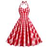1950s Dresses for Women Vintage Polka Dot Halter 1950s Retro Dresses for Women Vintage Cocktail Dress Sleeveless Backless Flared A Line Dresses Rockabilly Dresses Halter Neck Plaid Dress Red XXL view 1