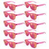 10 Pack Hot Pink Sunglasses Bulk, 80s Retro Neon Colors Mirror Sunglasses Party Favors Set view 1