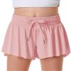 Girls Flowy Shorts Butterfly Shorts for Kids with Pocket 2-in-1 Athletic Shorts Running Shorts for Girls Youth Teen Active Workout Sports (Dark Pink# Girls, Medium) view 1