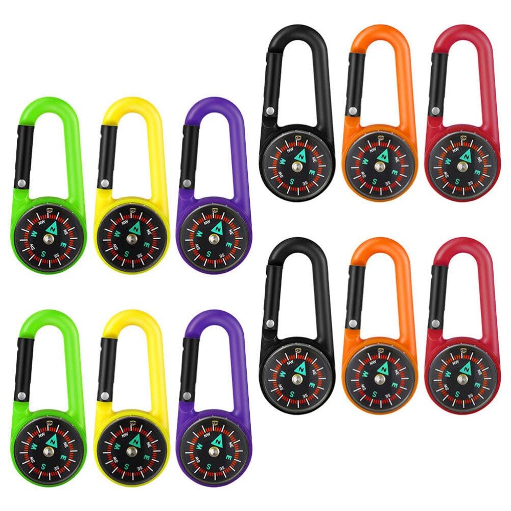 Sosoport Compass Carabiner Buckle 12pcs Survival Compass Set for Camping Hiking