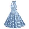 1950s Dresses for Women Vintage Polka Dot Halter 1950s Retro Dresses for Women Vintage Cocktail Dress Sleeveless Backless Flared A Line Dresses Rockabilly Dresses Halter Neck Blue Dress Polka Dot XXL view 3