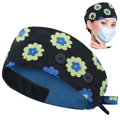 ABAMERICA Working Caps with Button and Sweatband, Adjustable Working Hats for Women Men, One Size (Tie Back or Toggle)