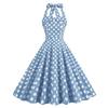 1950s Dresses for Women Vintage Polka Dot Halter 1950s Retro Dresses for Women Vintage Cocktail Dress Sleeveless Backless Flared A Line Dresses Rockabilly Dresses Halter Neck Blue Dress Polka Dot M view 1