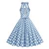 1950s Dresses for Women Vintage Polka Dot Halter 1950s Retro Dresses for Women Vintage Cocktail Dress Sleeveless Backless Flared A Line Dresses Rockabilly Dresses Halter Neck Blue Dress Polka Dot M view 4