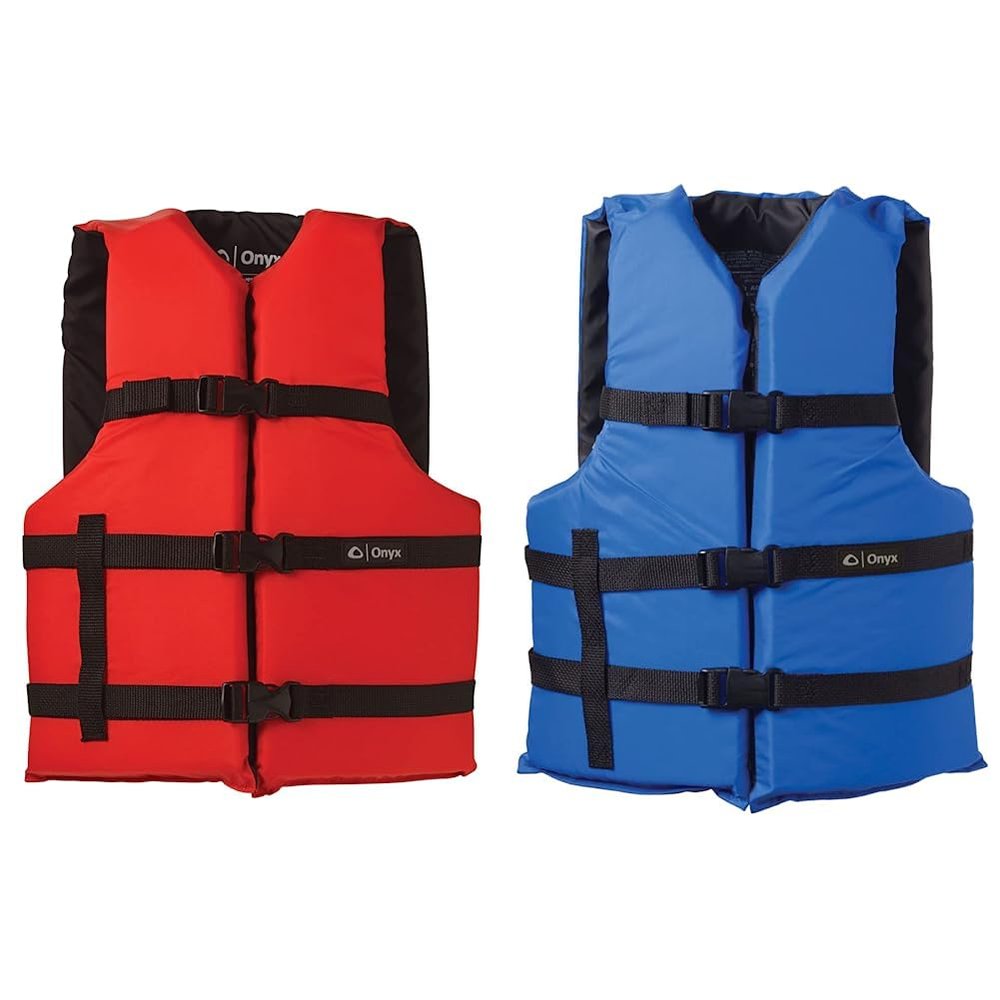 ONYX General Purpose Boating Life Jackets (Oversize, Red and Blue)