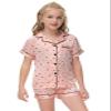 Veseacky Toddler Girls Satin Pajamas Sets Kids Silk Pjs Short Sleeve Button Down Sleepwear Soft Loungewear Set(Champagne Dots,size 4) view 2