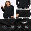 FOREYOND Plus Size Fleece Thermal Underwear for Women Long Sleeve Workout Tops Athletic Shirt with Zipper Pocket view 3