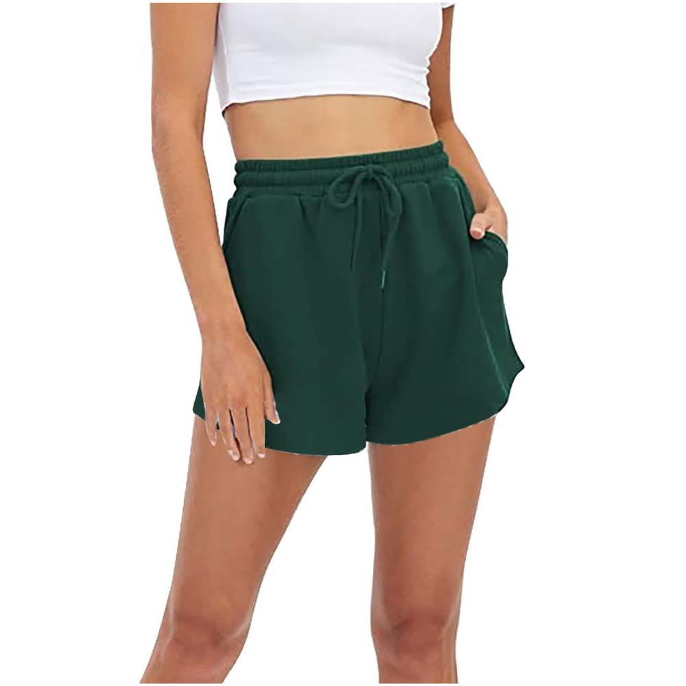 Uillui Sweat Shorts Womens 5" Loose Comfy Cotton Athletic Gym Shorts Y2K Teen Girls Trendy High Waisted Workout Running Shorts Sports Casual Yoga Jogger Short Pants Pockets