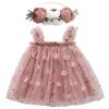 BGFKS Layered Tulle Tutu Dress for Toddler Girls,Baby Girl Rainbow Tutu Princess Skirt Set with Flower Headband.(Flower Dusty Rose,2T) view 1