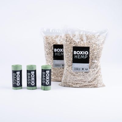 BOXIO - RefillBundle: 2X Hemo Litter, 3X Bags - Camping Toilet Accessory Set, biobags, Sawdust Litter for Separation Toilets, composting Toilets  Ideal for Camping, Garden Toilets, and on The go