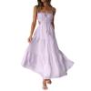 IMISSILLEB Women's Flowy Swing Dress Spaghetti Strap Cutout Backless A Line Maxi Dress Sexy Party Cocktail Ruffle Hem Dresses (B-Purple, M) view 2